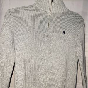 Ralph lauren boys gray knit sweater size medium. (Worn)